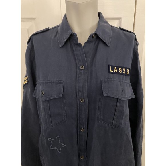 Rails Blue Button Down Blouse Size Medium - Picture 2 of 4